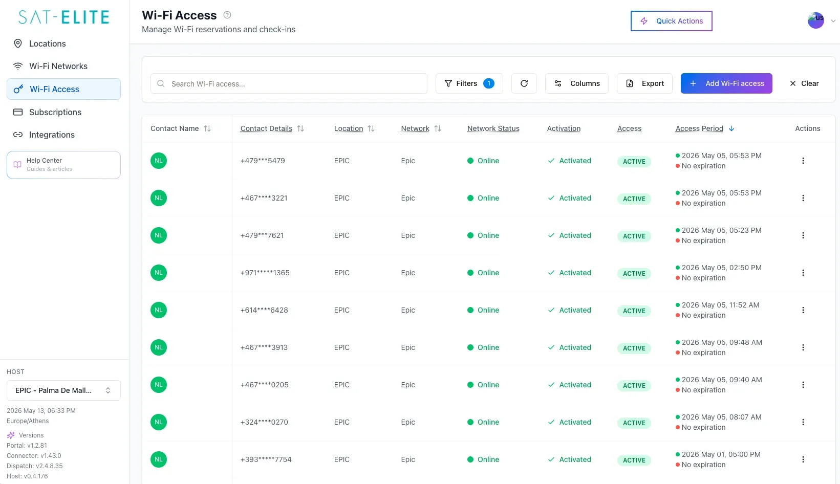 Epic WiFi - Dashboard