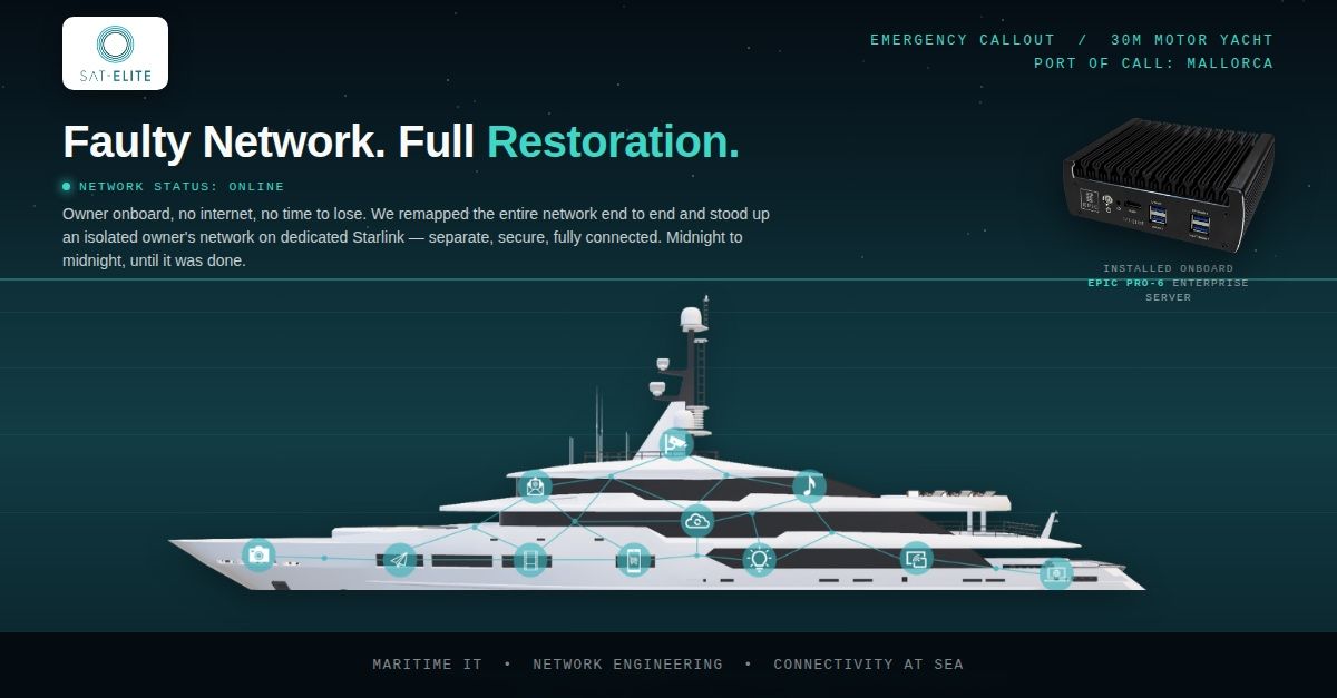 Emergency Superyacht Network Recovery in Mallorca: SAT-ELITE Restores Full Connectivity Under Pressure